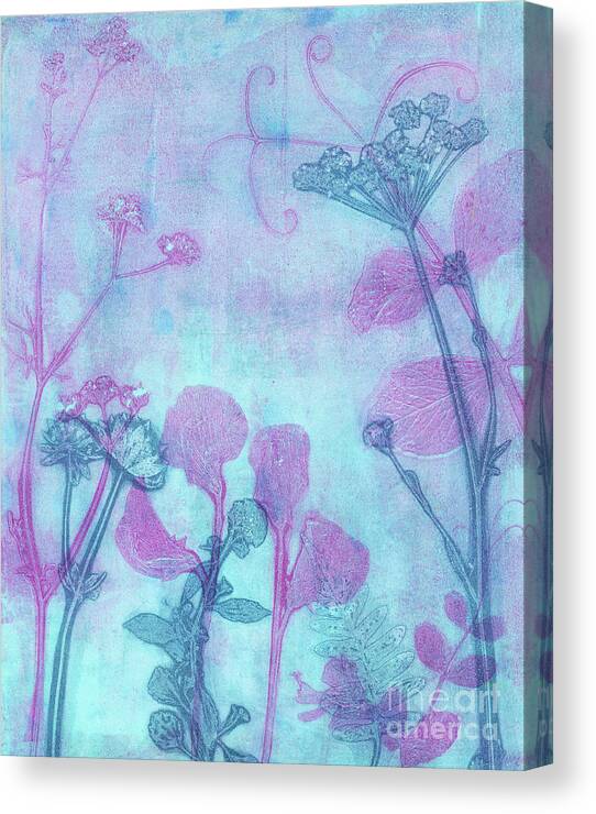 Plant Print Canvas Print featuring the mixed media Wildflowers in Blue and Purple by Kristine Anderson