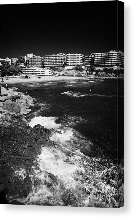 Salou Canvas Print featuring the photograph Coastal Path Past Salou Waterfront Properties On The Costa Dorada Catalonia Spain #1 by Joe Fox