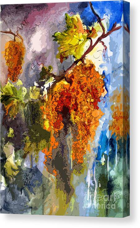 Grapes Canvas Print featuring the painting Cognac Grapes Modern Abstract by Ginette Callaway