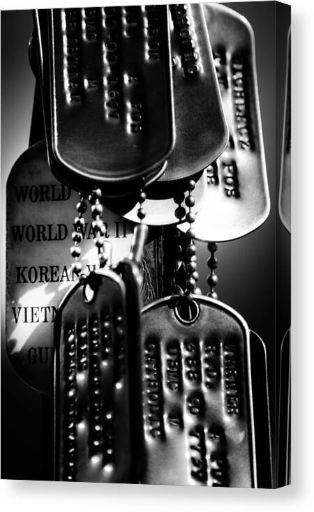 Armed Forces Canvas Print featuring the photograph Dog Tags from War by Steven Santamour