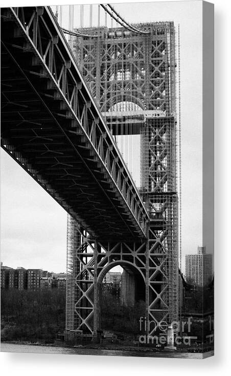 Usa Canvas Print featuring the photograph Little Red Lighthouse Beneath The George Washington Bridge Hudson River New York Nyc by Joe Fox