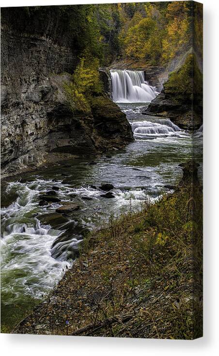 2012 Canvas Print featuring the photograph Lower Falls by Sara Hudock