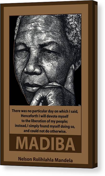 Nelson Mandela Canvas Print featuring the mixed media Mandela by Ricardo Levins Morales