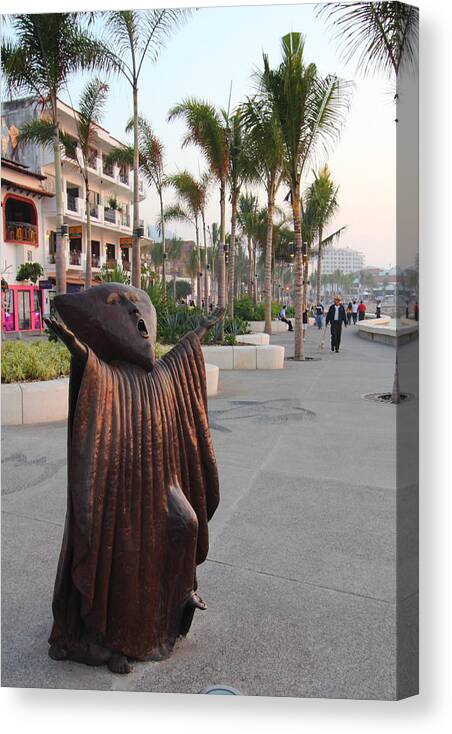 Sculptures Canvas Print featuring the photograph Puerto Vallarta Malecon by Robert McKinstry