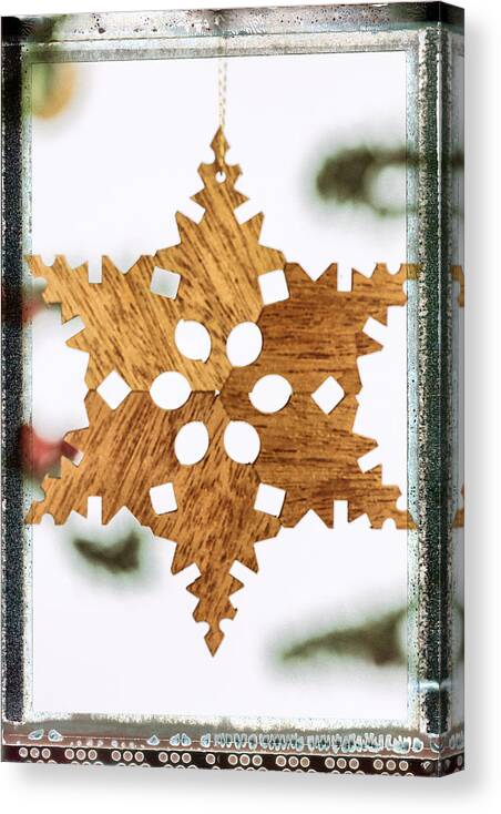 Snowflake Canvas Print featuring the photograph Snowflake Holiday Image Art by Jo Ann Tomaselli