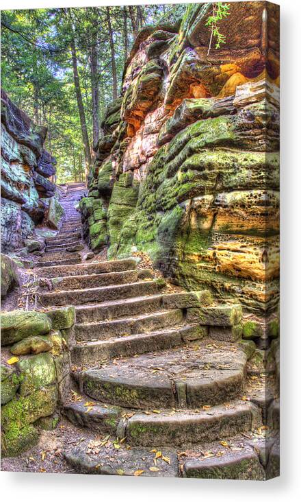 Ledges Canvas Print featuring the photograph Stairway to Heaven at Ritchie Ledges by Carolyn Hall