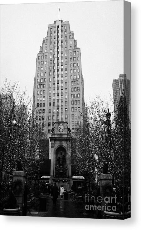 Usa Canvas Print featuring the photograph The Herald Square Building in the rain Herald Square broadway and 6th avenue new york city nyc by Joe Fox