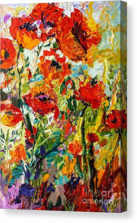Abstract Canvas Print featuring the painting Impressionist Red Poppies by Ginette Callaway