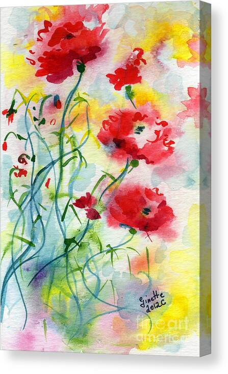 Poppies Canvas Print featuring the painting Dreamy Poppies by Ginette Callaway