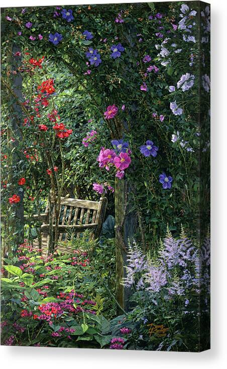 Floral Landscape Canvas Print featuring the painting Garden Respite #1 by Doug Kreuger