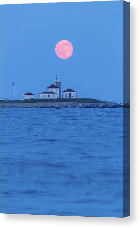 Rhode Island Canvas Print featuring the photograph Watch Hill Moonrise #3 by Bryan Bzdula