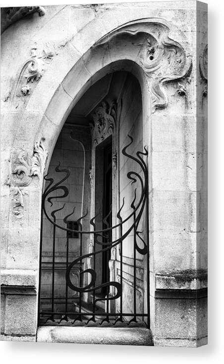 Arch Canvas Print featuring the photograph Agen Art Nouveau Gate and Door by Georgia Clare