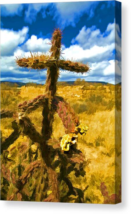 Southwest Canvas Print featuring the photograph Cactus Cross by Lou Novick