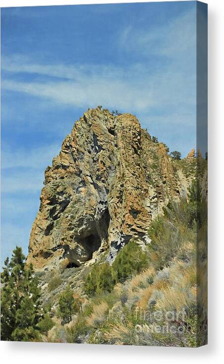 Cave Rock Canvas Print featuring the photograph Cave Rock at Tahoe by Benanne Stiens