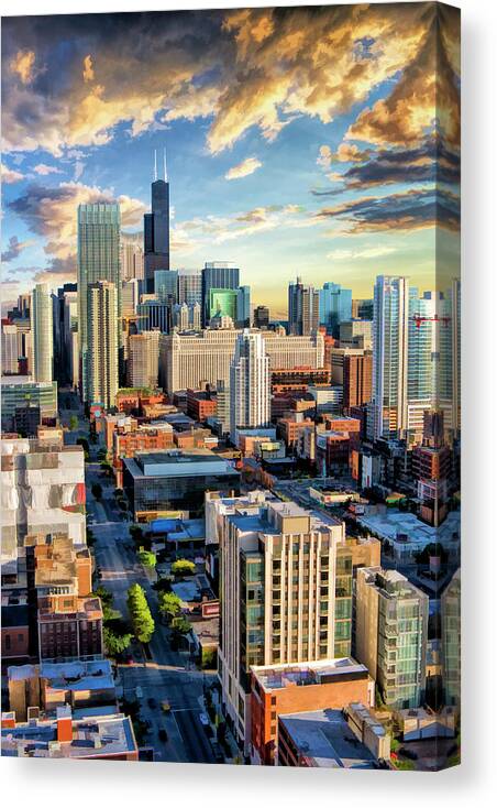 Chicago Canvas Print featuring the painting Chicago River North by Christopher Arndt