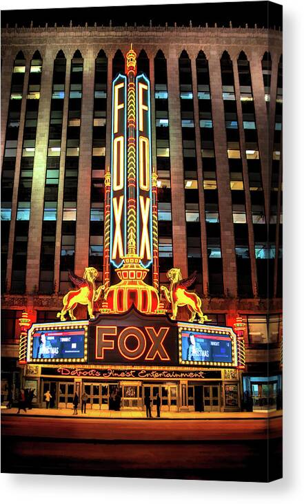 Detroit Canvas Print featuring the painting Detroit Fox Theatre Marquee by Christopher Arndt