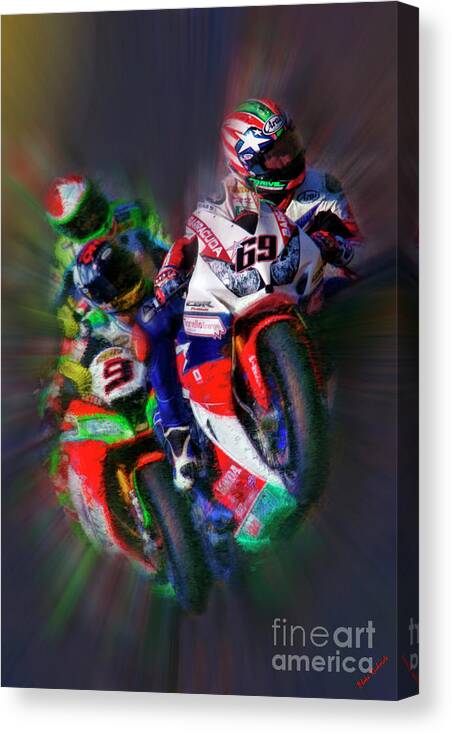 2016 Fim Superbike Nicky Hayden Canvas Print featuring the photograph FIM Superbike Nicky Hayden Leads The Way by Blake Richards