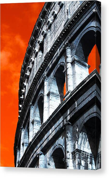 Flavian Amphitheater Pop Art Canvas Print featuring the photograph Flavian Amphitheater Pop Art by John Rizzuto