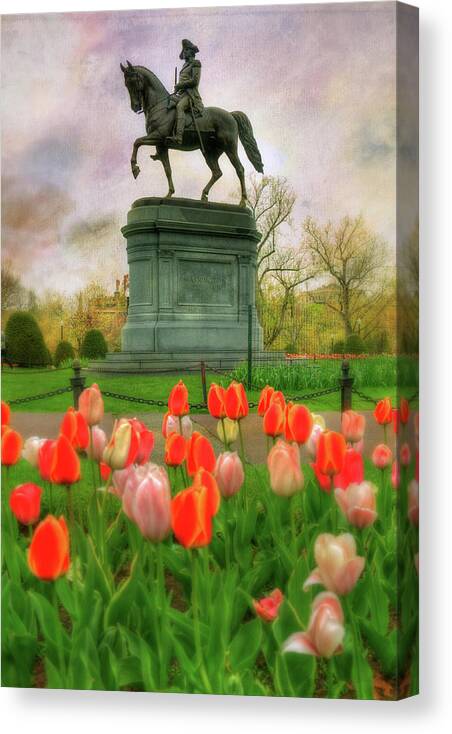 George Washington Statue Canvas Print featuring the photograph George Washington in the Boston Public Garden by Joann Vitali