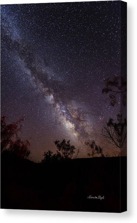 Hot August Night Under The Milky Way Canvas Print featuring the photograph Hot August Night Under the Milky Way by Karen Slagle