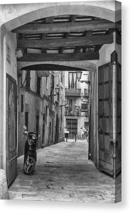 Barcelona Canvas Print featuring the photograph Barcelona Alleys by Georgia Clare
