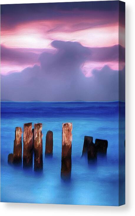 Outer Banks Canvas Print featuring the digital art Lavender Sunrise on the Outer Banks AP by Dan Carmichael