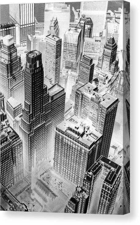 Lower Manhattan Canvas Print featuring the mixed media Lower Manhattan by Kellice Swaggerty