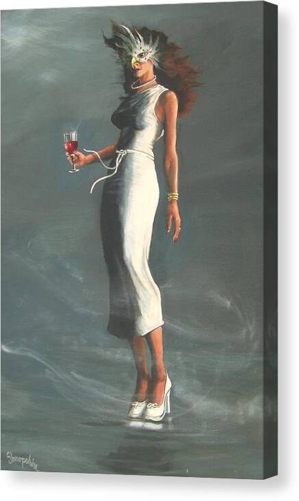 Figure Canvas Print featuring the painting Mardis Gras Woman by Tom Shropshire