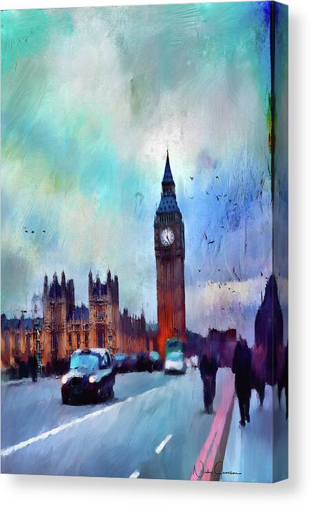London Canvas Print featuring the digital art On Westminster Bridge by Nicky Jameson