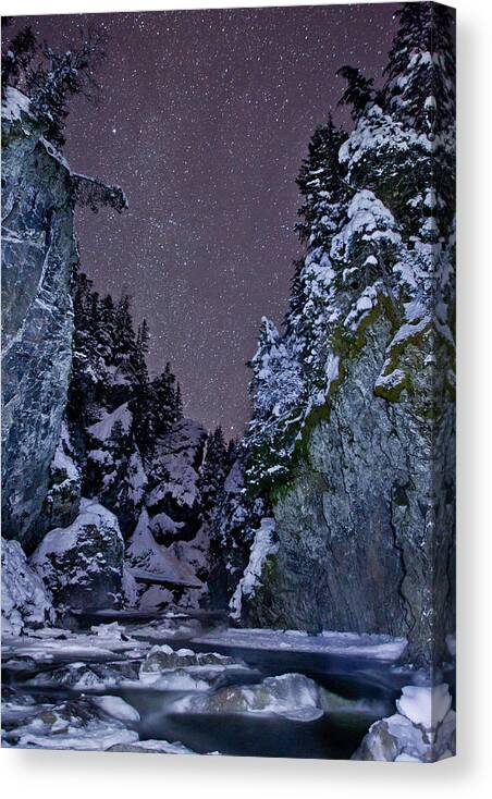 Stars Canvas Print featuring the photograph Starry Creek by Brandon Broderick
