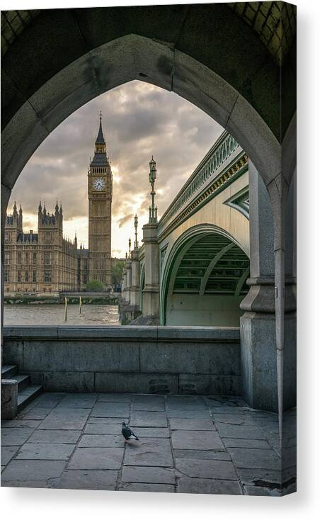 London Canvas Print featuring the photograph Sunset at Westminster by James Udall
