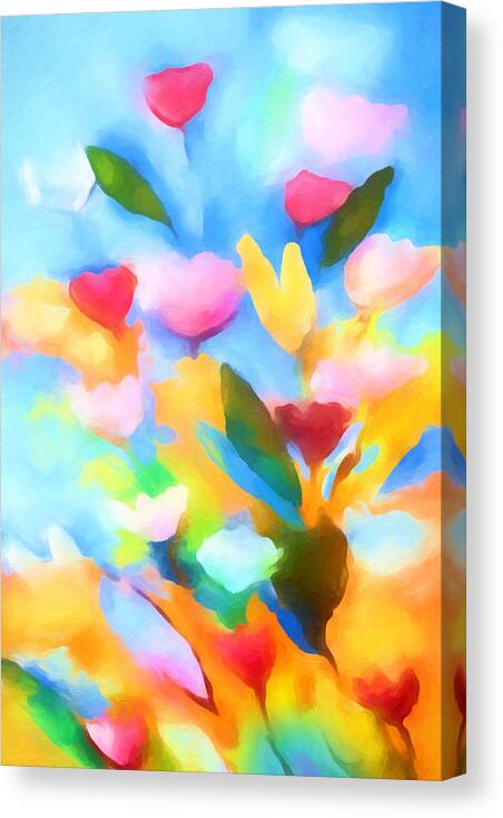 Swinging Flowers Canvas Print featuring the painting Swinging Flowers by Lutz Baar