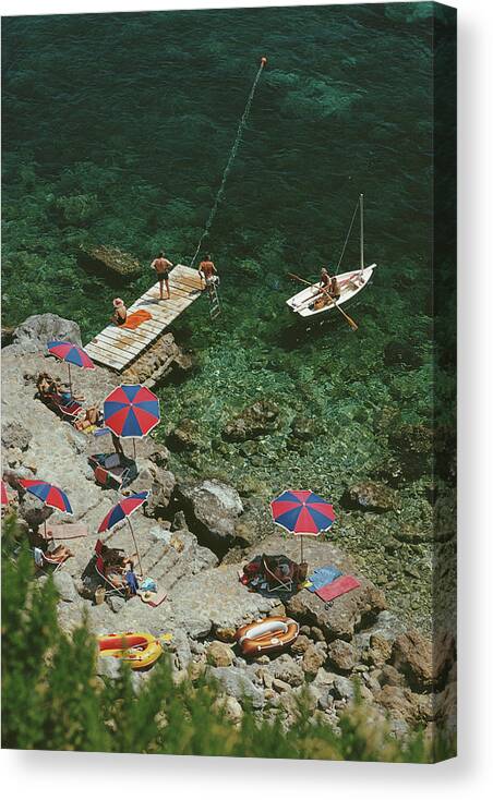 People Canvas Print featuring the photograph Porto Ercole by Slim Aarons