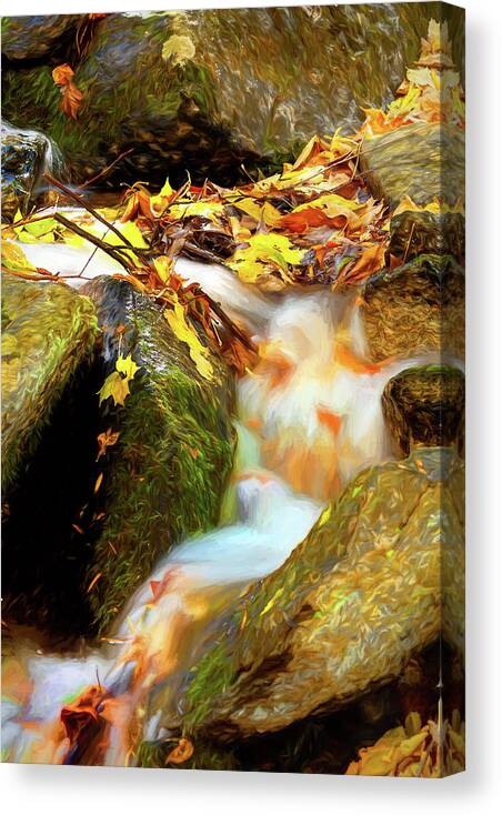 Autumn Canvas Print featuring the photograph Autumn Water Flow 5 by Dan Carmichael