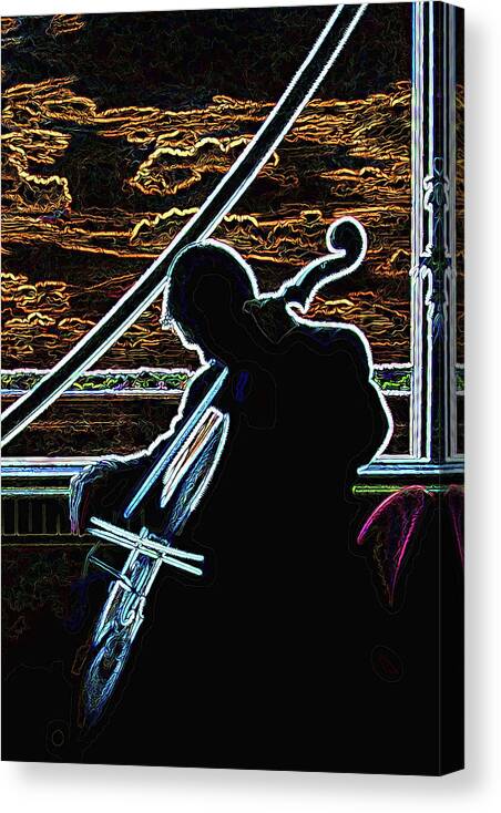 Cello Canvas Print featuring the digital art Cellist by Rod Melotte