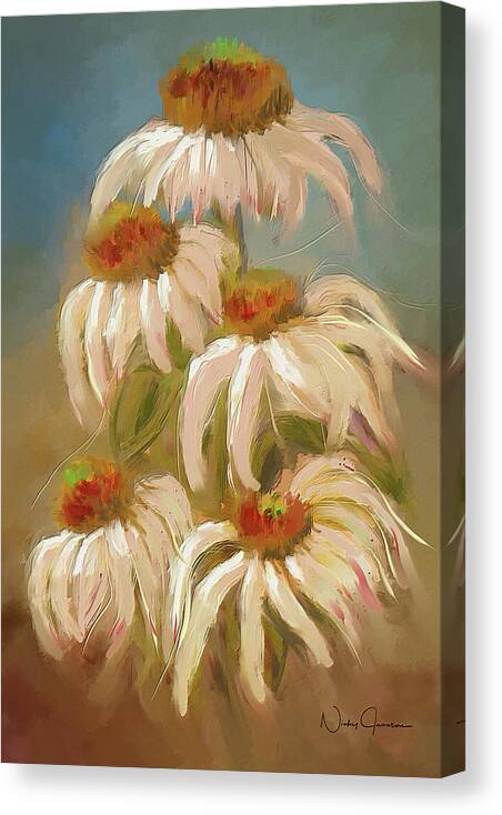 Nicky Jameson Canvas Print featuring the digital art Cone Flower Dance by Nicky Jameson