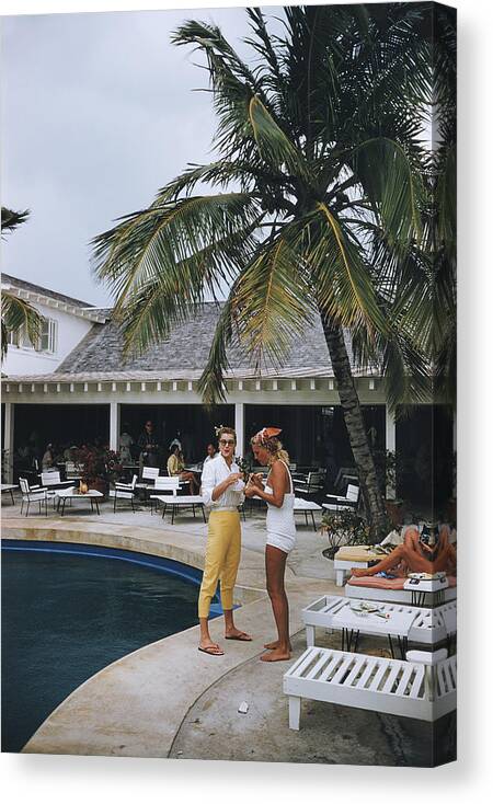 People Canvas Print featuring the photograph Esther Williams By The Pool by Slim Aarons