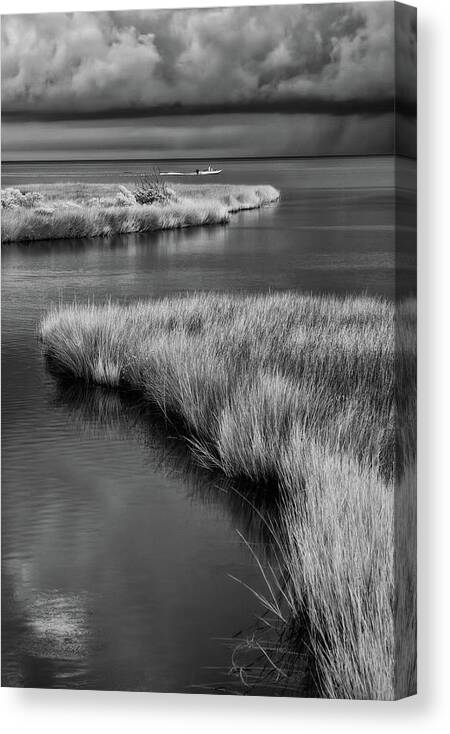 North Carolina Canvas Print featuring the photograph Headed Home Outer Banks BW by Dan Carmichael