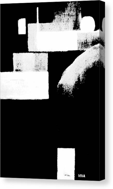 Minimalism Canvas Print featuring the painting Seriously Black and White by VIVA Anderson