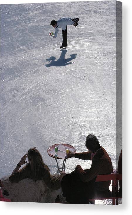 People Canvas Print featuring the photograph Skating Waiter by Slim Aarons