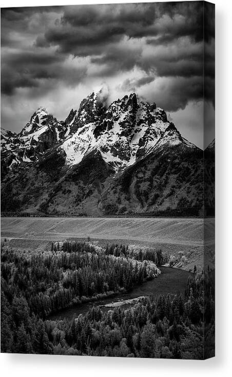 Tetons Canvas Print featuring the photograph Tetons over the Snake River II by Jon Glaser