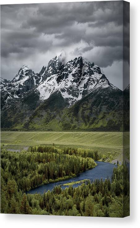 Tetons Canvas Print featuring the photograph Tetons over the Snake River by Jon Glaser