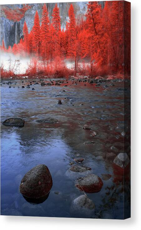 Yosemite Canvas Print featuring the photograph Yosemite River in Red by Jon Glaser