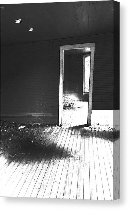Black And White Canvas Print featuring the photograph Anyone Home? by Rick Perkins