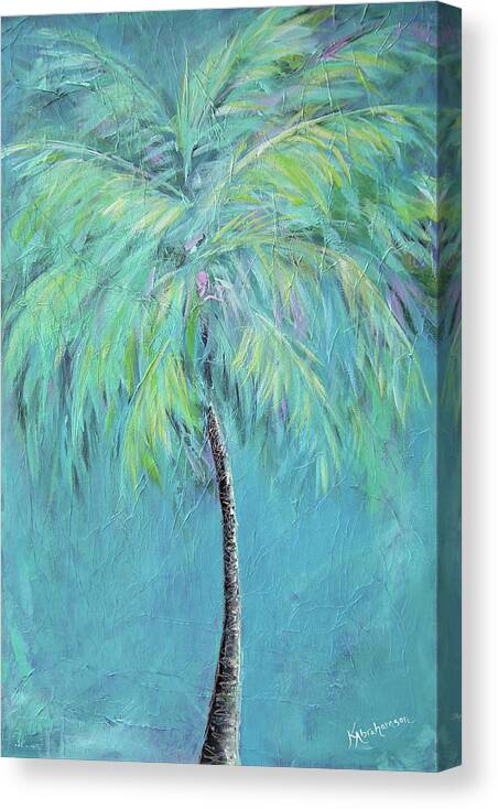 Caribbean Blue Palm Tree Painting Canvas Print featuring the painting Caribbean Blue Palm Tree Painting by Kristen Abrahamson