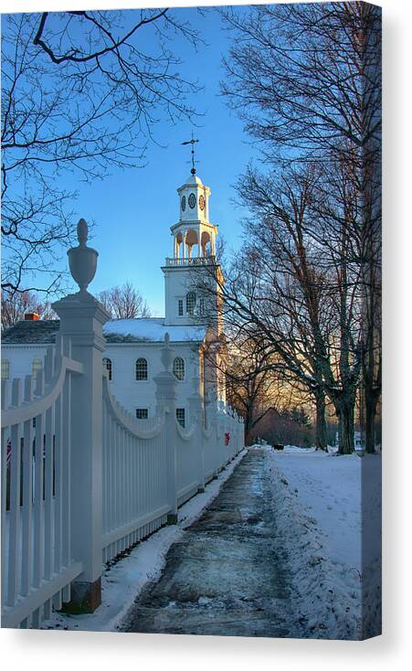 Bennington Canvas Print featuring the photograph Country Church in Winter - Bennington, Vermont by Joann Vitali