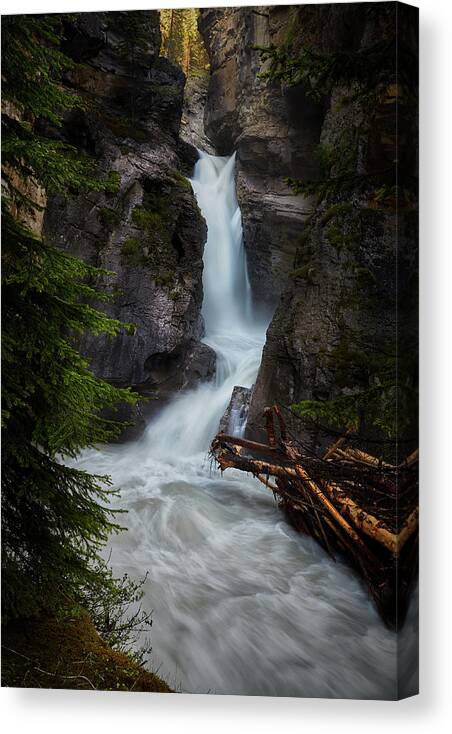 Nature Canvas Print featuring the photograph Johnston Canyon Waterfall II by Jon Glaser