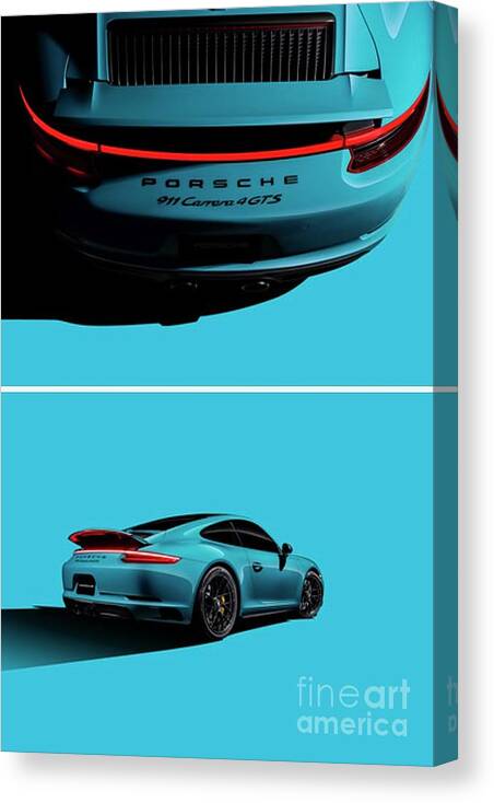 Porsche Canvas Print featuring the photograph Miami Blues by EliteBrands Co
