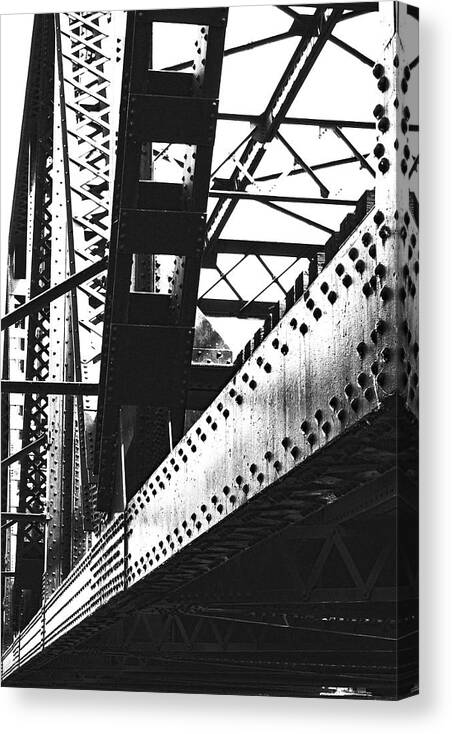 Bridge Canvas Print featuring the photograph Montana Bridge BW by Rick Perkins