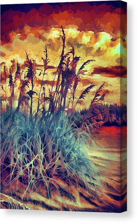 Beach Canvas Print featuring the photograph Outer Banks Beach Rainbow Dunes fx by Dan Carmichael